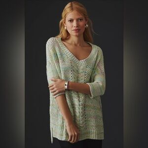 PILCRO Oversized Cable-Knit Sweater Top Chunky Sz XL Tunic Anthropologie Boho